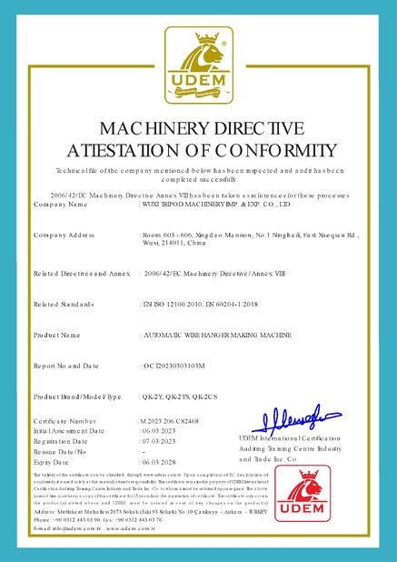 China Wuxi Tripod Machinery Imp. & Exp. Co., Ltd. certification